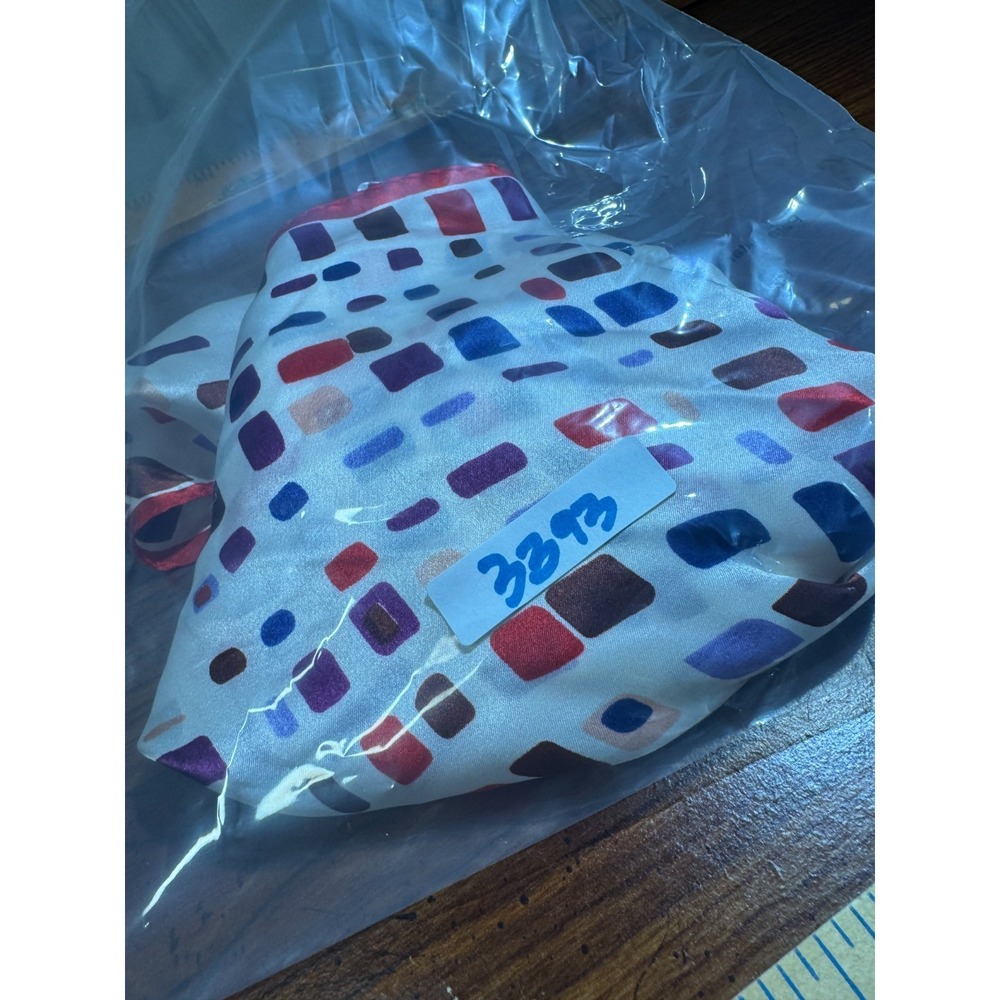 Womens Multicolor Geometric Print Silk Square Scarf Neckerchief Office Accessory - Picture 11 of 11